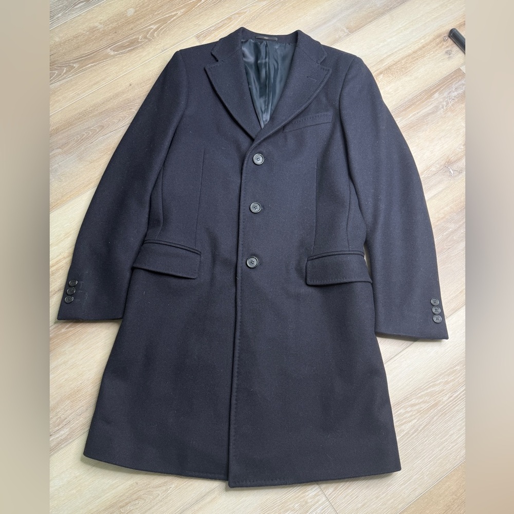 Valentino Wool Coat Men’s 48 / US 38 Luxury Navy Blue Overcoat